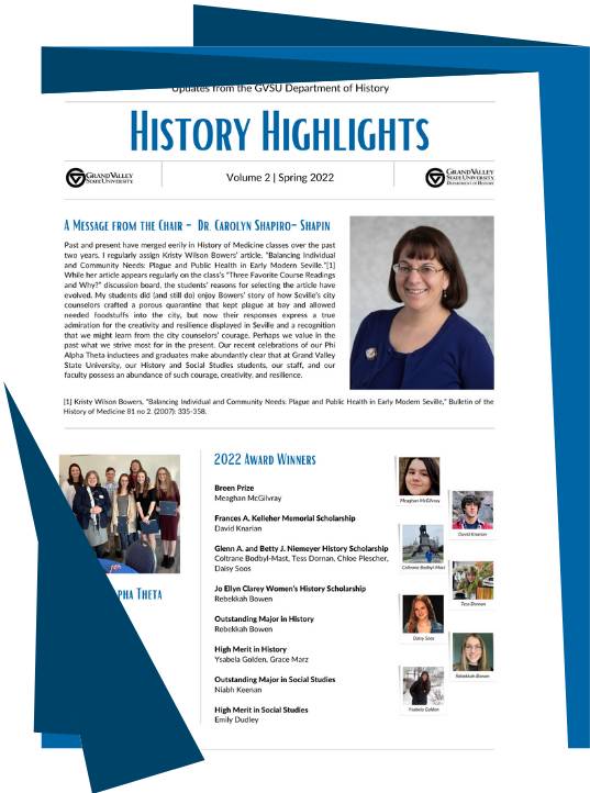 GVSU History Department Highlights Newsletter
